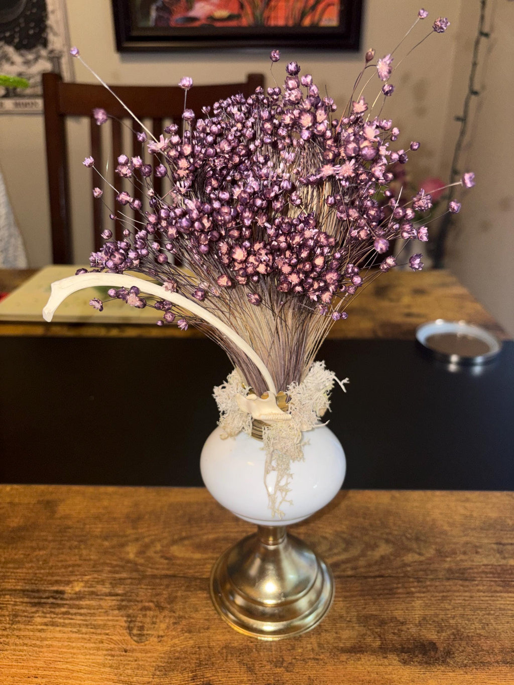 Vintage oil lamp Bone oddity