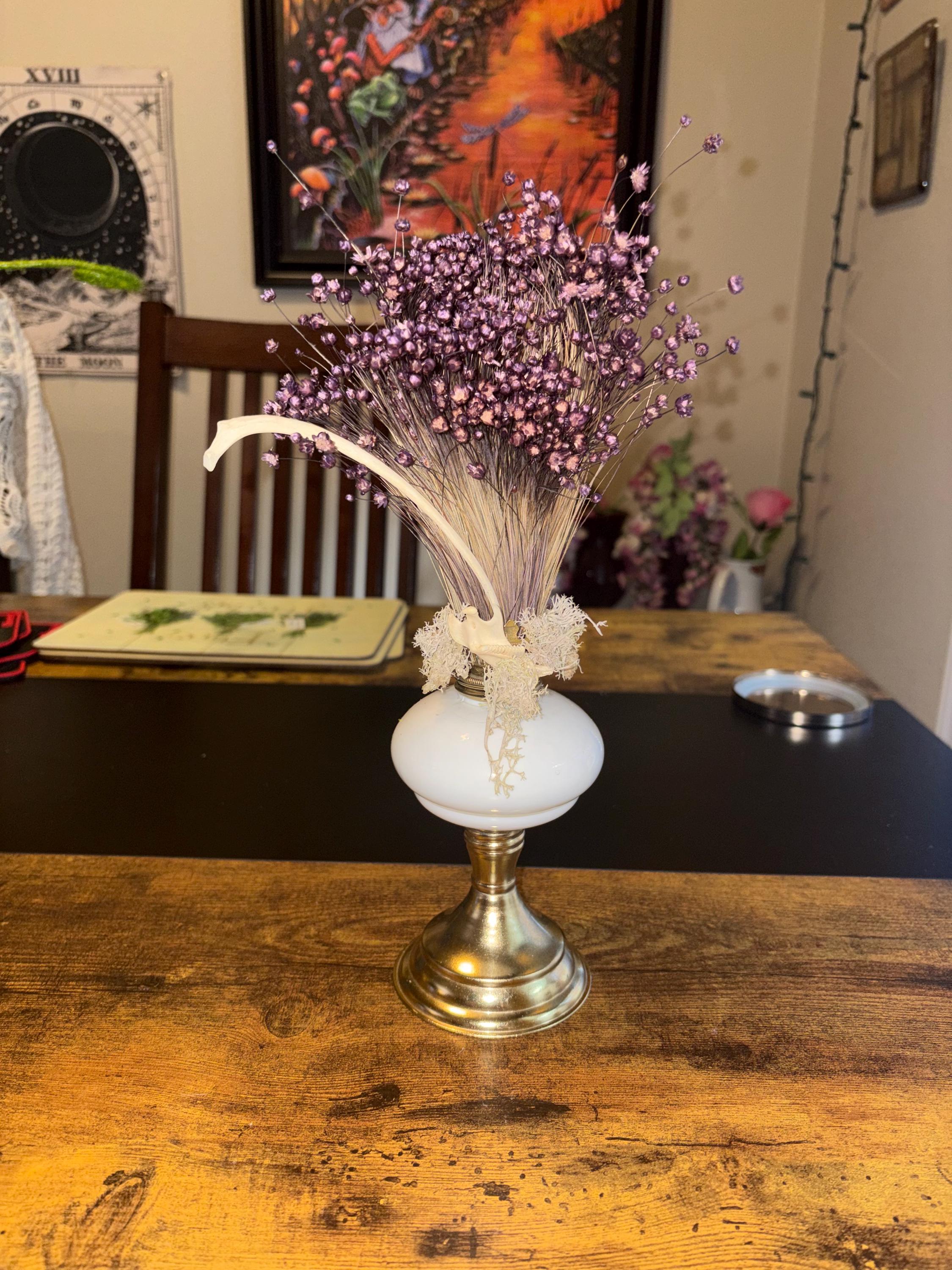 Vintage oil lamp Bone oddity