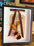 Framed Cruiser Butterfly (Vindula dejone) with Dried Botanicals and Velvet Ribbon